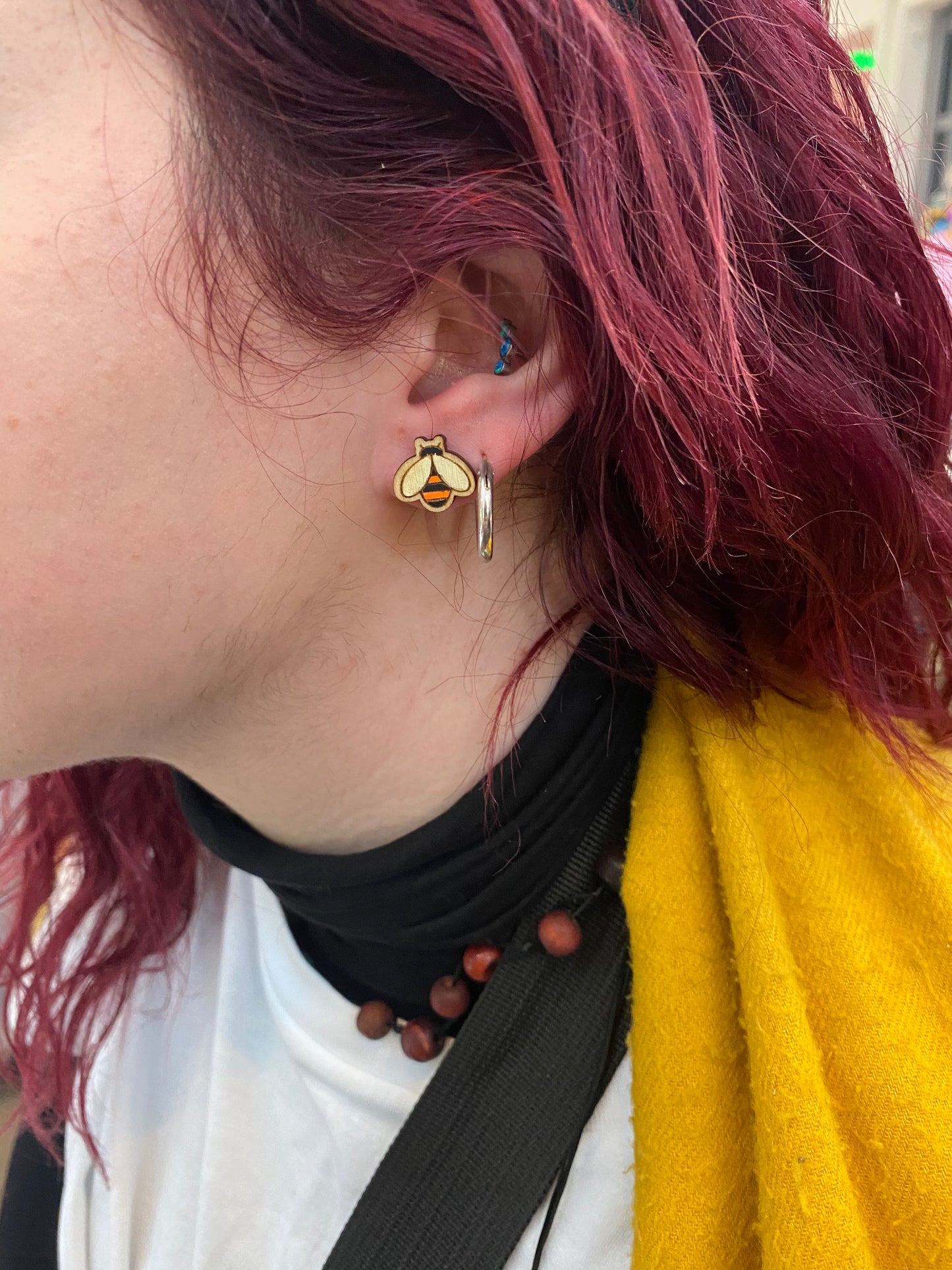 Σκουλαρίκια Ξύλινο '' Μέλισσα ''