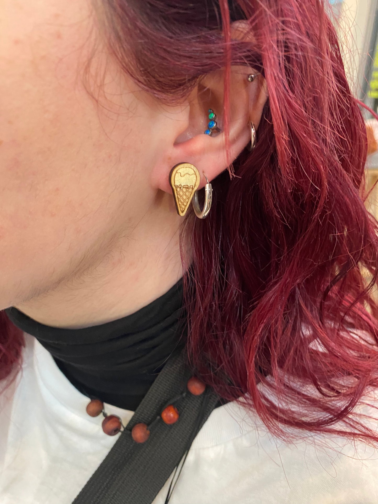 Ξύλινο σκουλαρίκι '' Παγωτό ''