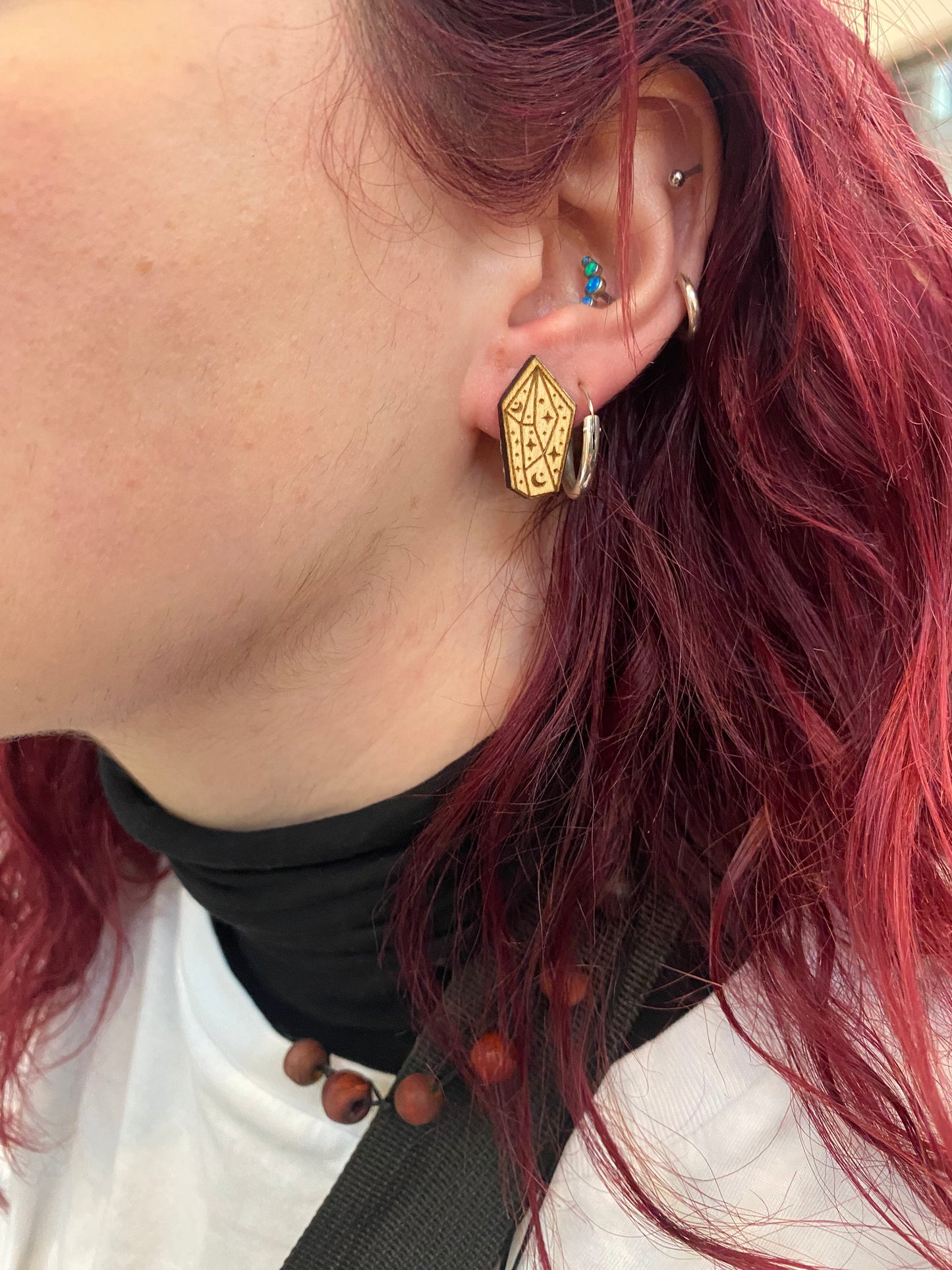 Ξύλινο Σκουλαρίκι '' Κρύσταλλος ''