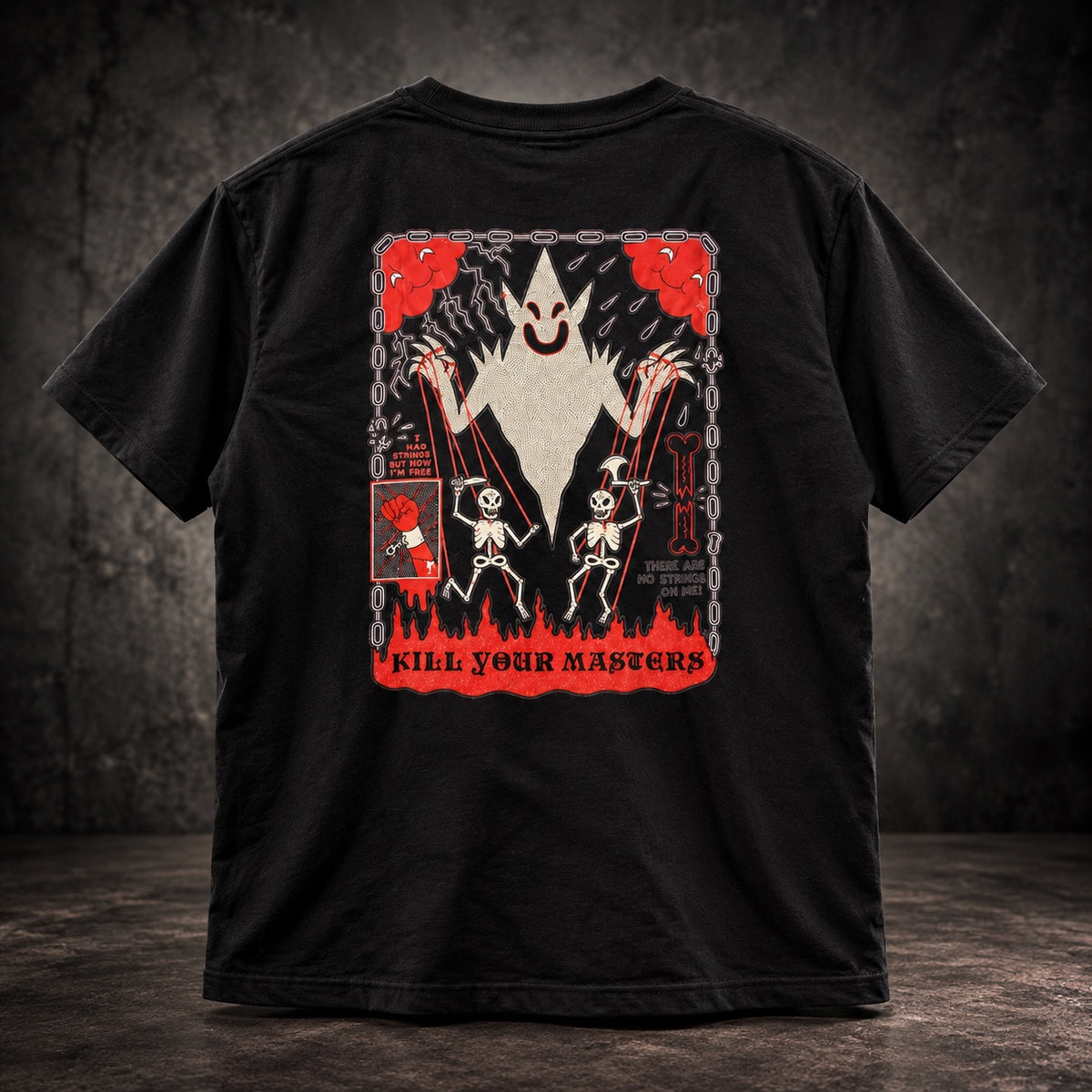 NO STRINGS T-shirt front and back product photo