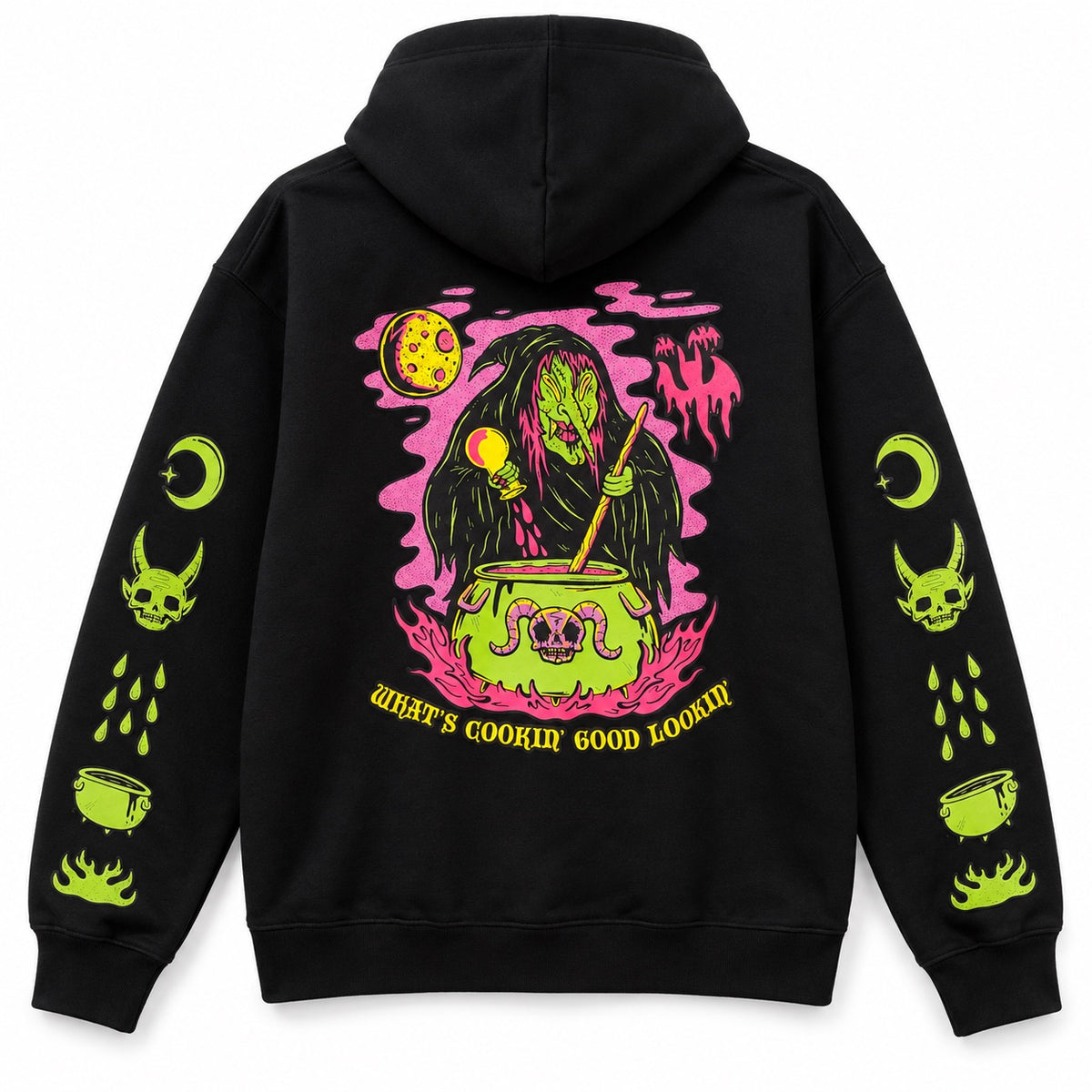 Μαύρο graphic hoodie, πίσω όψη