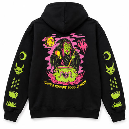 Μαύρο graphic hoodie, πίσω όψη