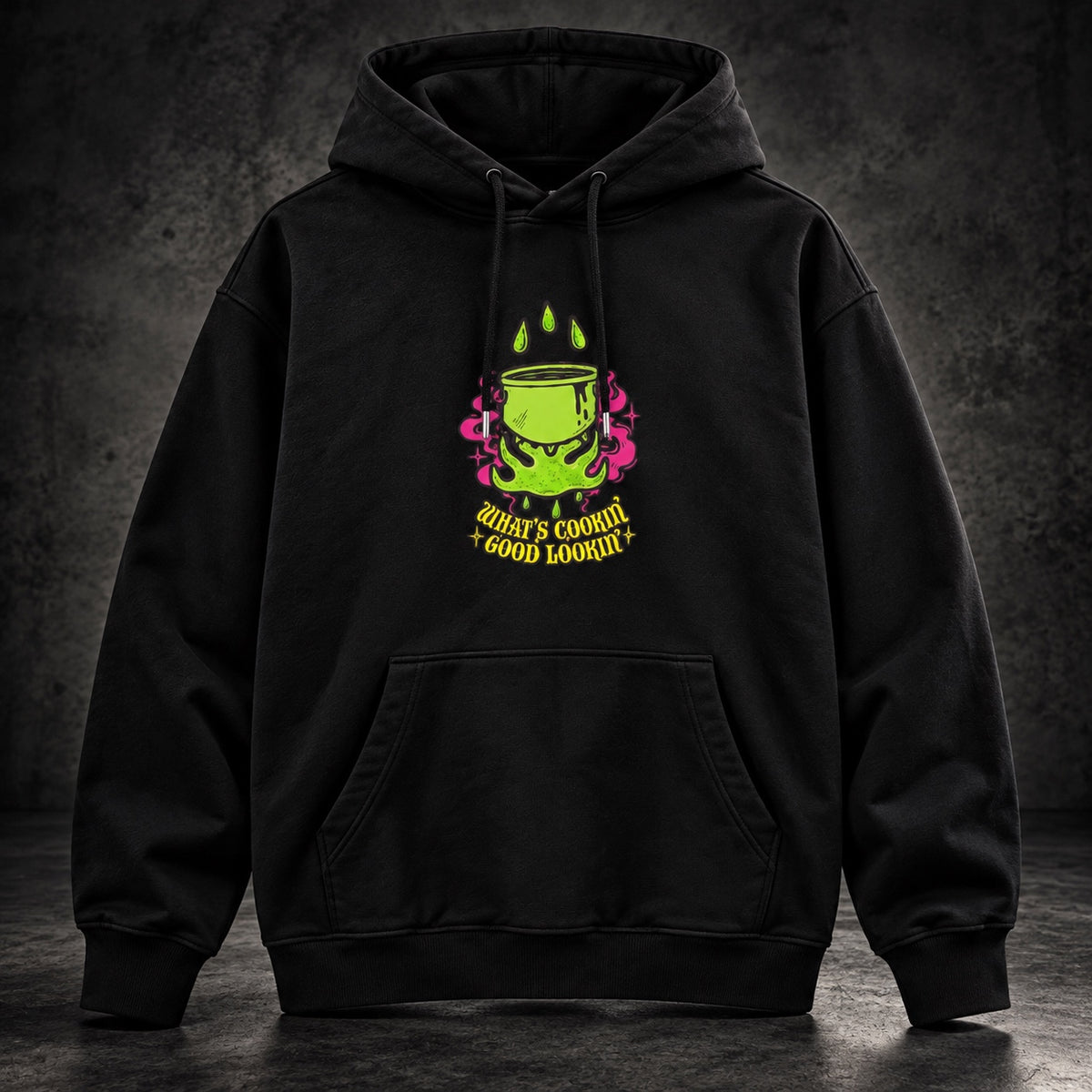 Μαύρο graphic hoodie, μπροστινή όψη