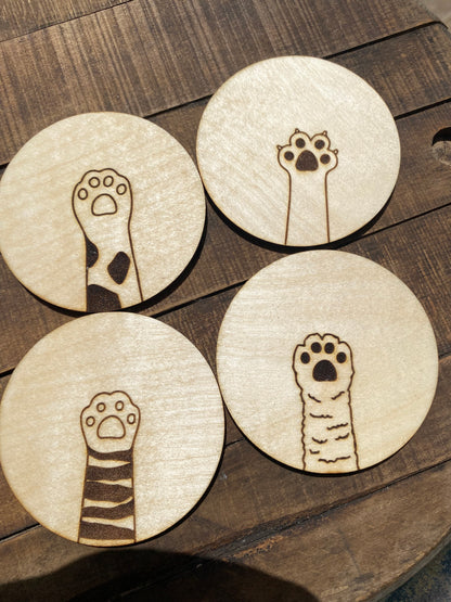 Ξύλινα Σουβέρ “Cat Paws”