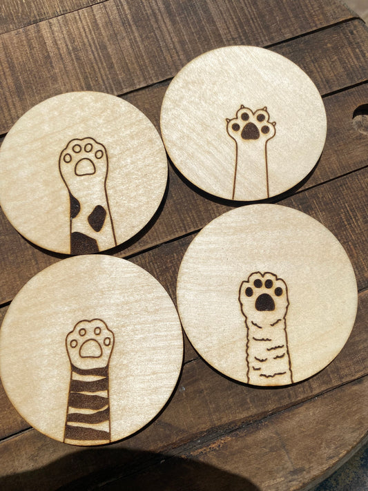 Ξύλινα Σουβέρ “Cat Paws”