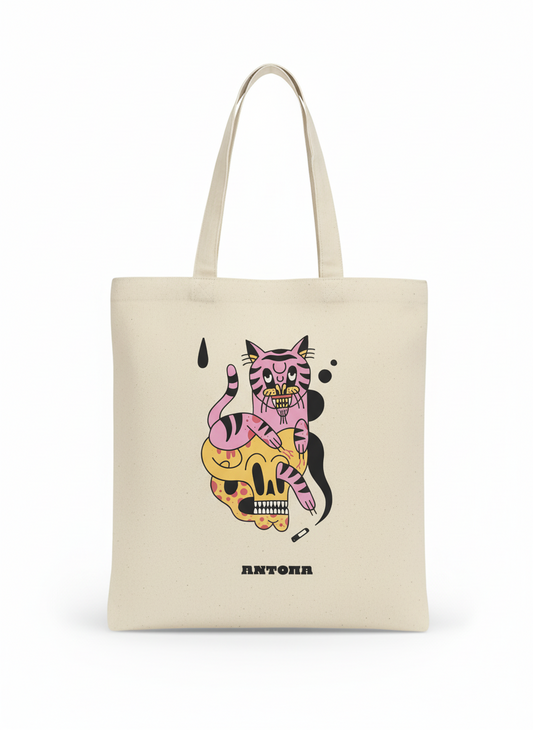 Tote bag skull-tiger