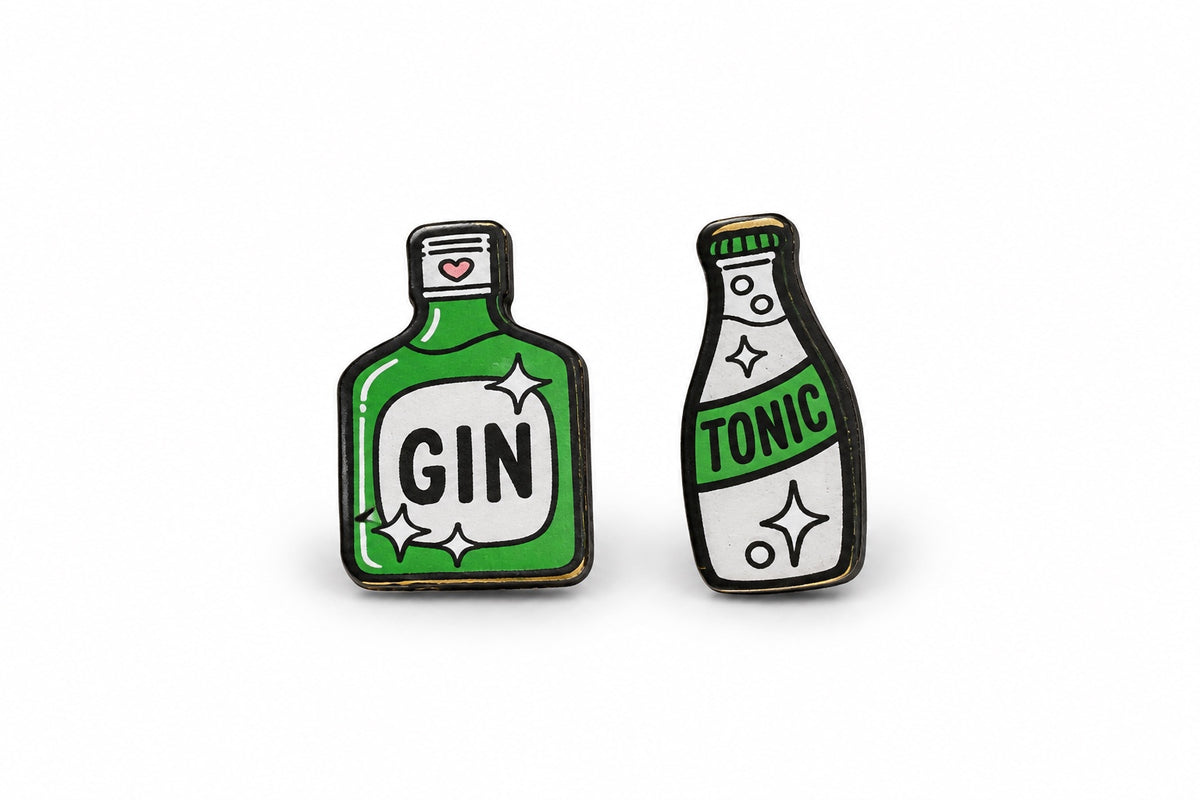 Close-up product photo of Gin and Tonic bottle pins