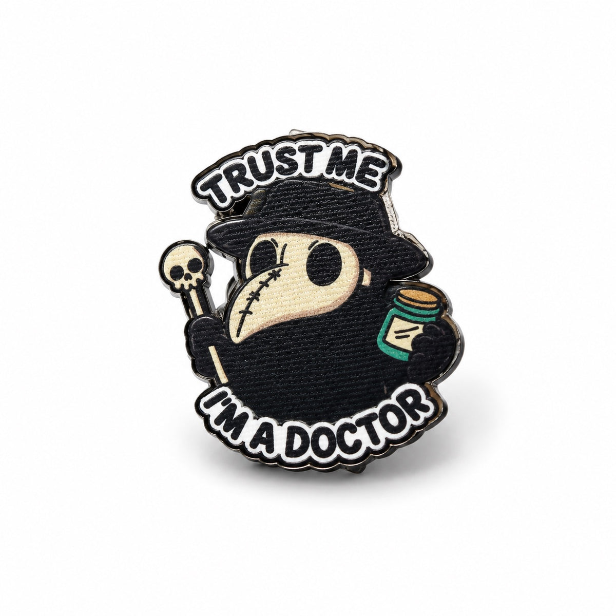 Close-up of Trust Me I'm a Doctor pin